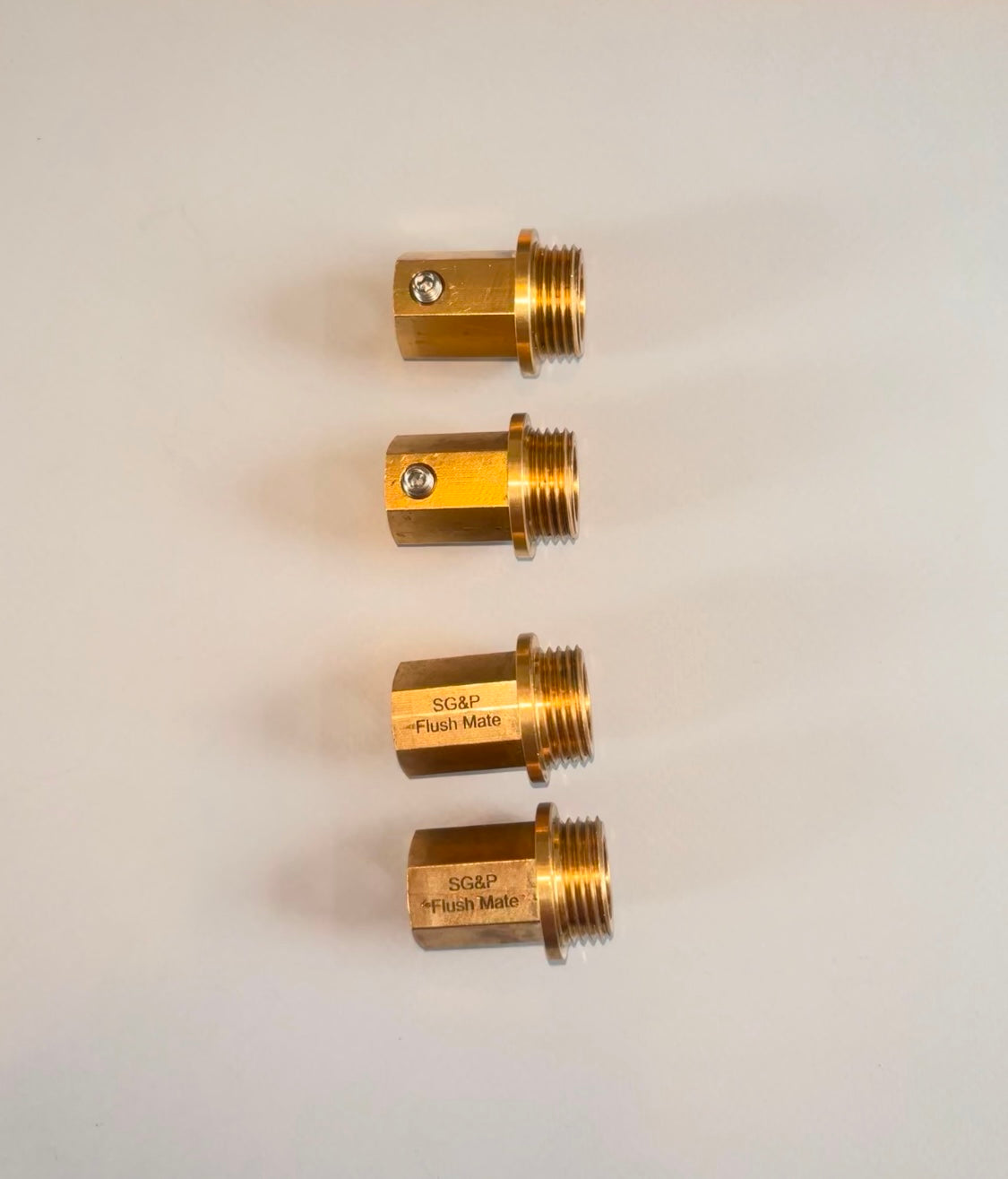 Plumbing tool. SG&P Flush Mate tool. Plumbing Tap Service Tool - with 4 brass adapters