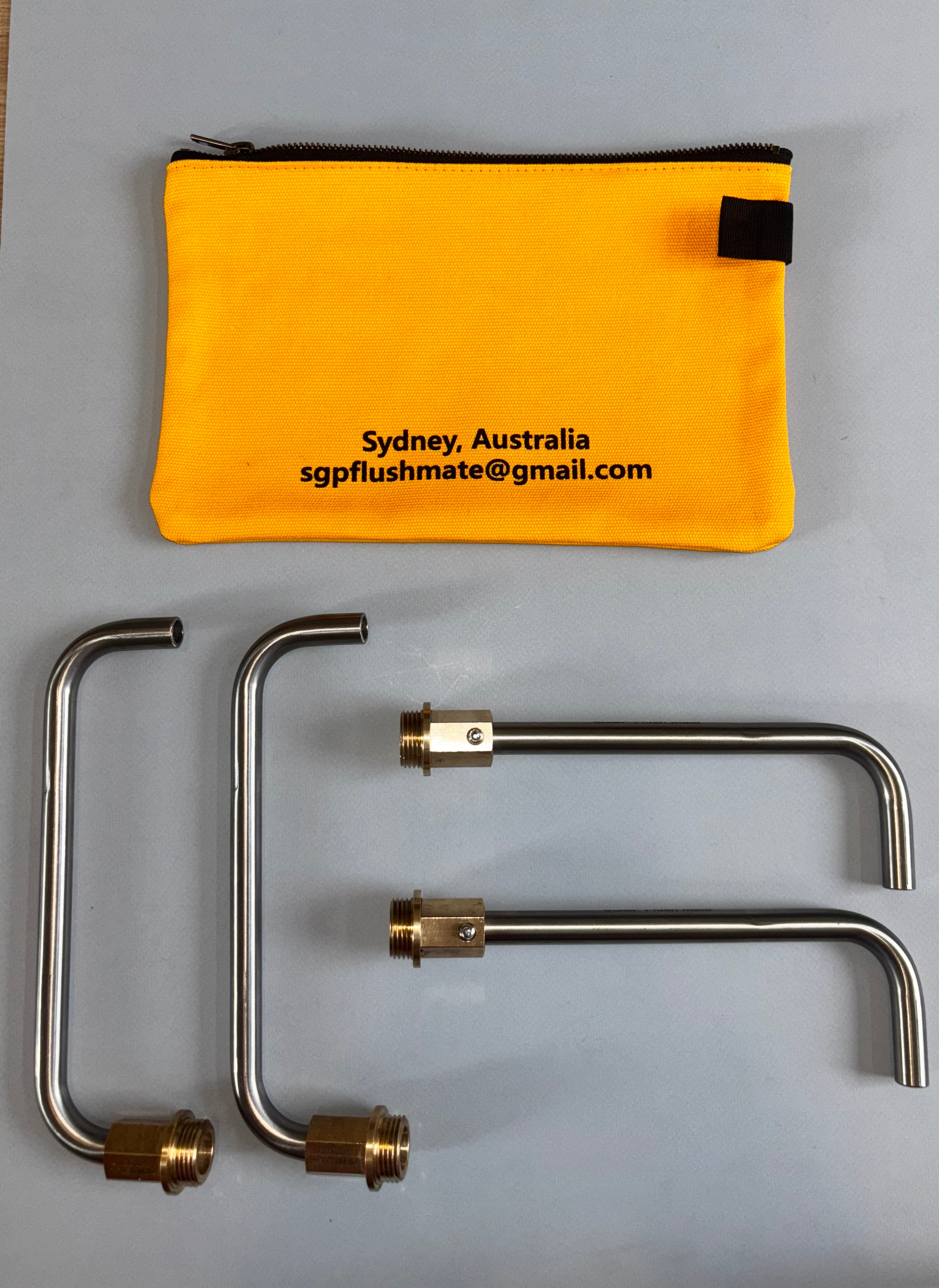 Plumbing tool. SG&P Flush Mate tool. Plumbing Tap Service Tool - with 4 brass adapters