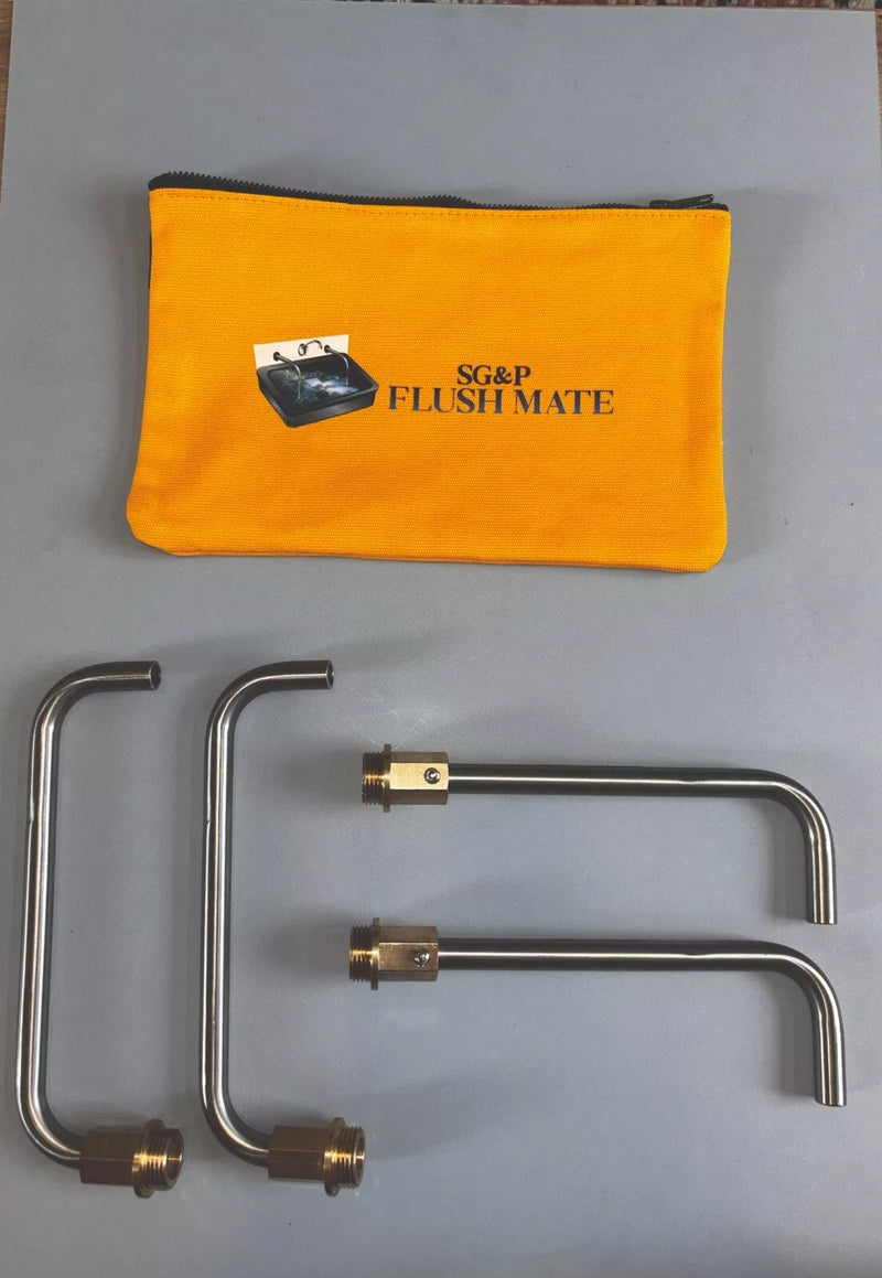 Plumbing tool. SG&P Flush Mate tool. Plumbing Tap Service Tool with 2x Brass adapters - please note that if you want the 4 brass adapters package so you can flush bath and shower at the same time. Type in ‘4’ in the search bar and choose the 4 option.